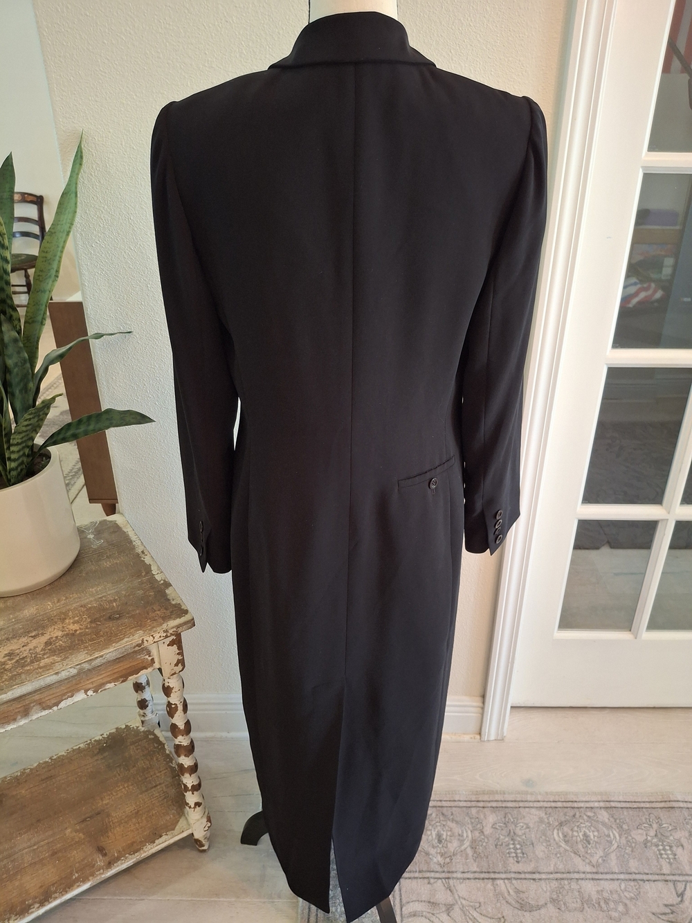 Vintage Y2K Women's Black Long Trench Blazer - Tailored Single-Breasted - Picture 3 of 4